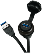 MSDD Einbaudose USB 3.0 BF A, 0.6 m Leitung, Design Schwarz 